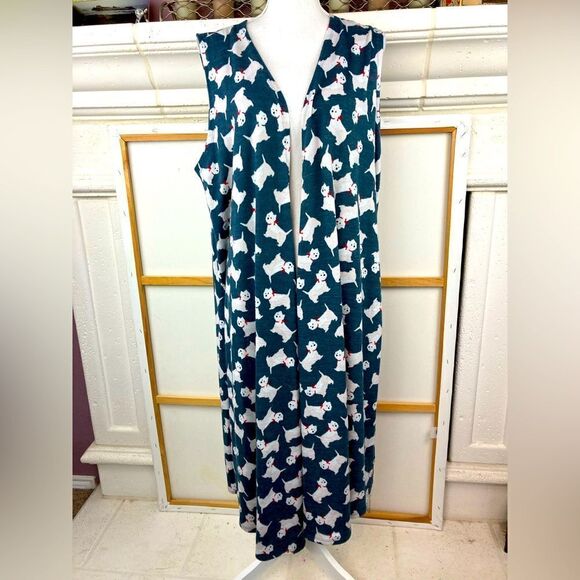 LuLaRoe Westie print long open sleeveless duster NWOT style is “Joy” size 14/16 - Picture 1 of 9